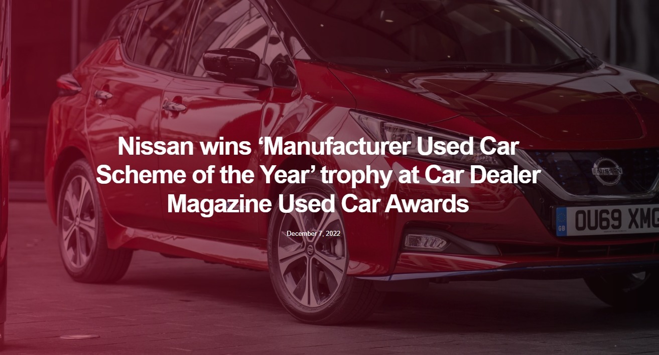 Nissan wins ‘Manufacturer Used Car Scheme of the Year’ trophy at Car Dealer Magazine Used Car Awards