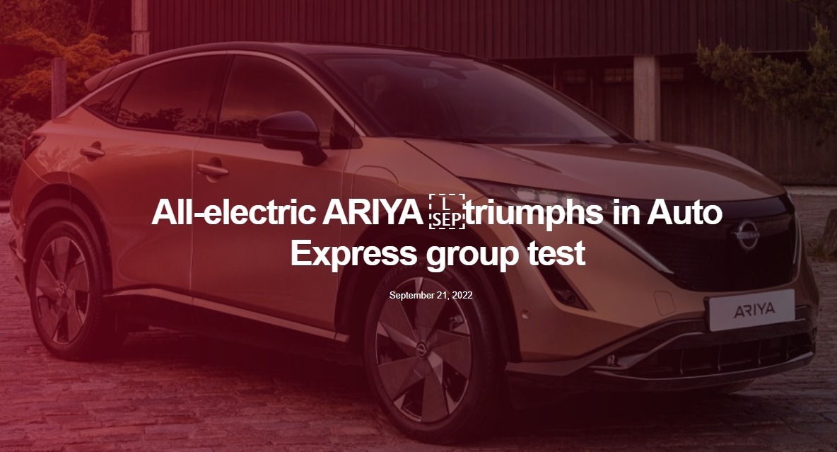 All-electric ARIYA triumphs in Auto Express group test