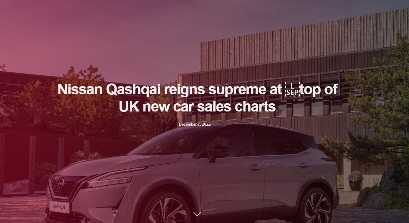 Nissan Qashqai reigns supreme at the top of UK new car sales charts